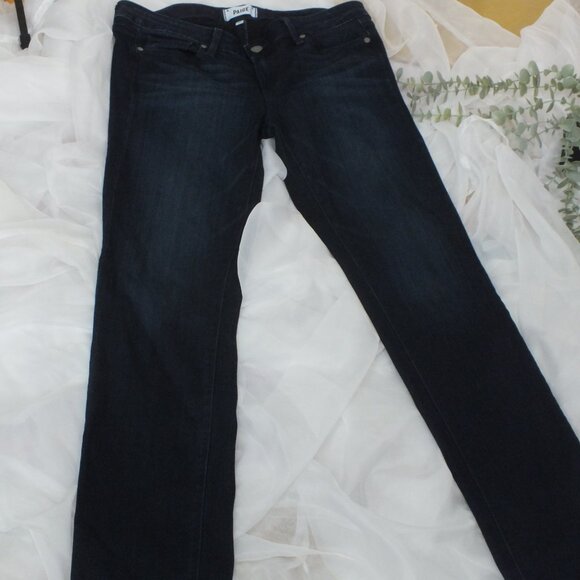 Paige Denim Skyline Straight Distressed Dark Wash Designer Jeans Women’s Size 30 - Picture 7 of 12